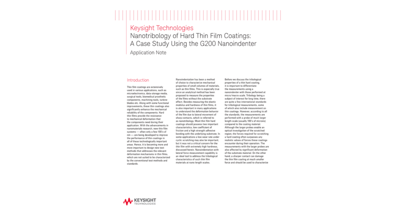Nanotribology of Hard Thin Film Coatings: A Case Study Using the G200 Nanoindenter